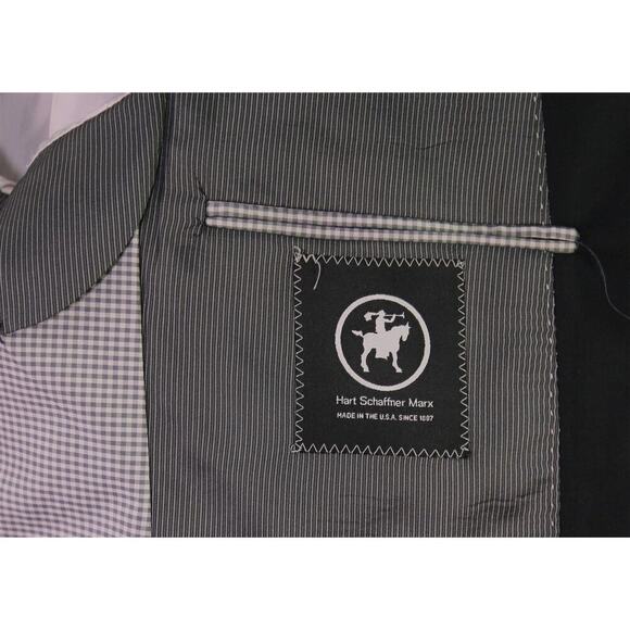 Hart Schaffner Marx Current Solid Black 2-Btn Wool Blazer Jacket 42R - Picture 8 of 9